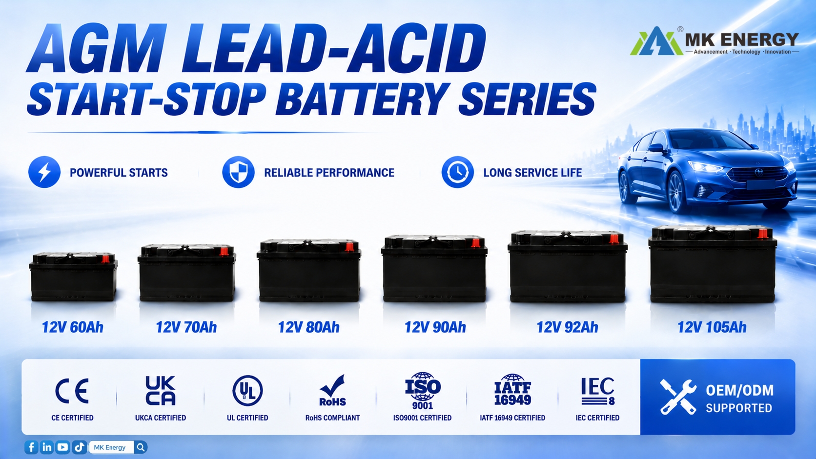 agm lead acid start stop battery series